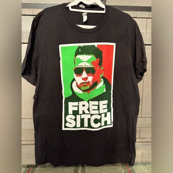 Barstool Sports black tshirt with Free Sitch with picture on front NWOT L - Picture 1 of 7